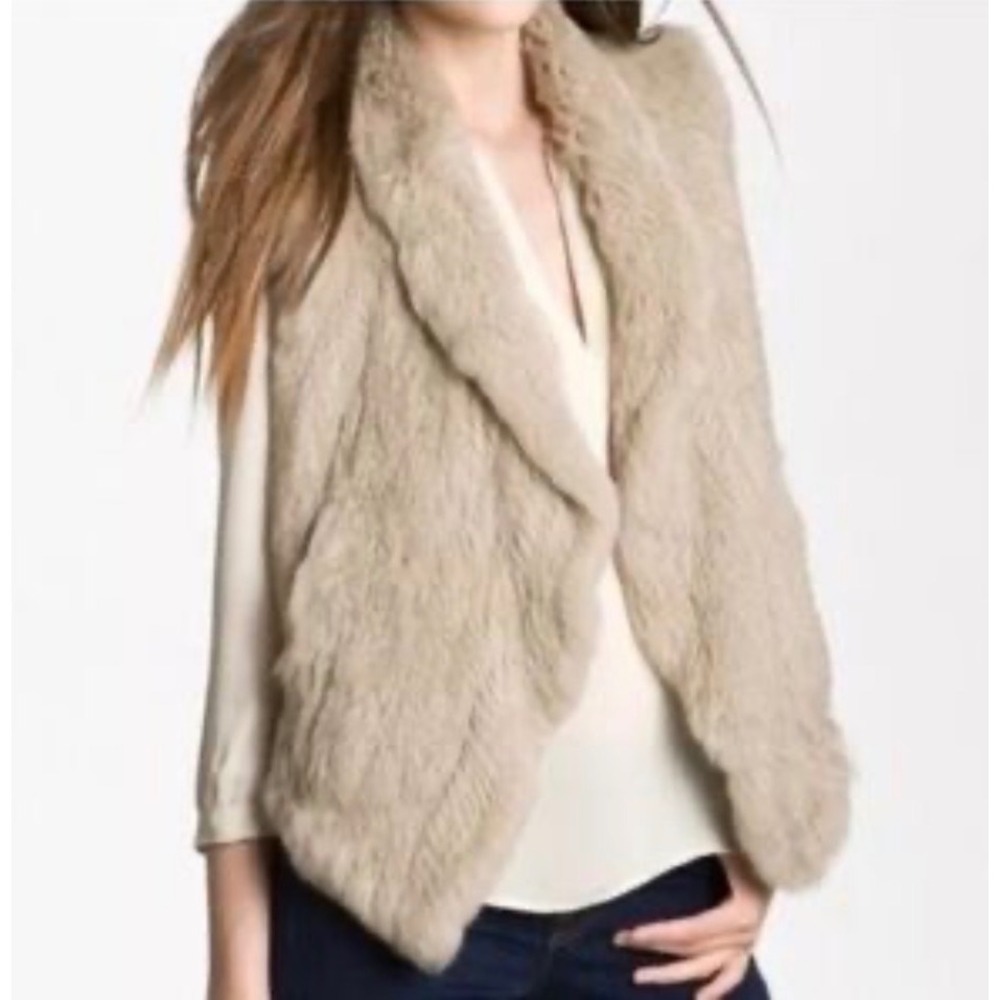 AA Dylan Faux Fur Teddy Open Light‎ Beige Brown Vest Soft Sz S